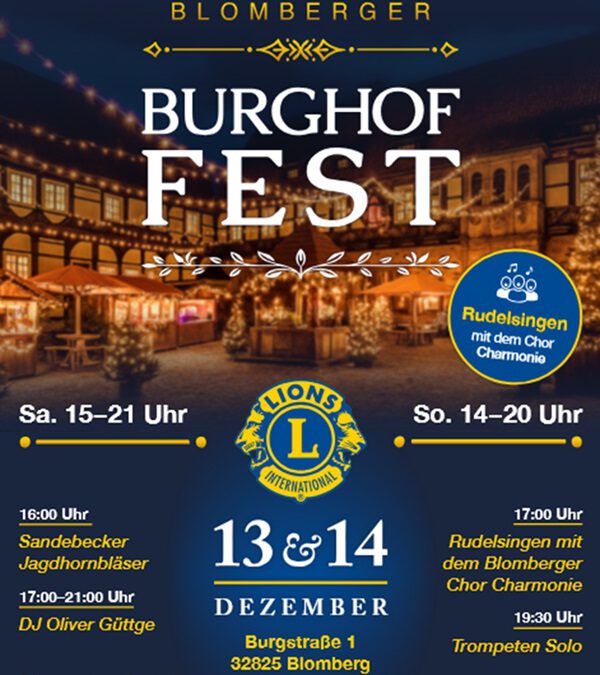 Lions Club Blomberg lädt zum Blomberger Burghof Fest