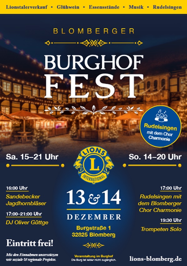 Lions Club Blomberg lädt zum Blomberger Burghof Fest