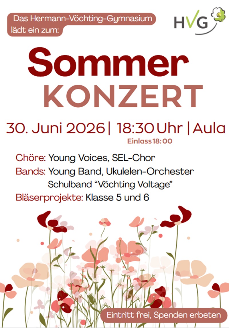 Hermann-Vöchting-Gymnasium lädt zum Sommerkonzert ein